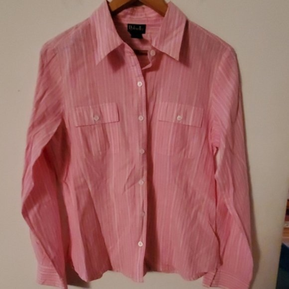 Rafaella‎ Pink White Striped Button Down Shirt 14